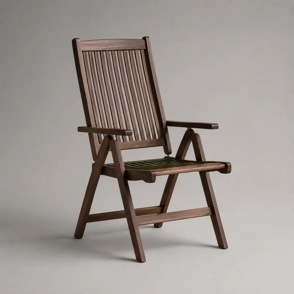 Chaise de jardin pliante avec accoudoirs en bois massif d'acacia marron 60 x 70 x 95 cm
