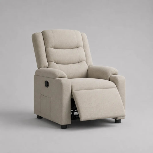 Fauteuil relax inclinable avec repose pieds en tissu beige 75 x 85 x 105 cm