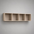 Bibliothèque murale rectangulaire 160 x 25 x 40 cm en MDF effet chêne naturel avec quatre compartiments ouverts