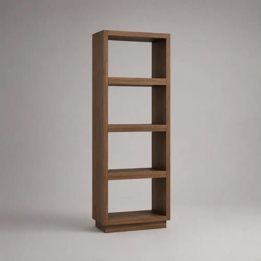 Bibliothèque rectangulaire 60 x 30 x 180 cm en MDF effet noyer foncé avec quatre étagères ouvertes